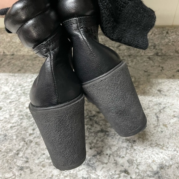 ZARA Lace Up Leather Wedge Stud Combat Boots - Picture 7 of 9